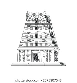tirumala temple building isolated sketch