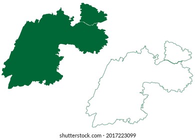 Tiruvannamalai District (Tamil Nadu State, Republic Of India) Map Vector Illustration, Scribble Sketch Central Arcot, Tiruvannamalai Sambhuvarayar Map