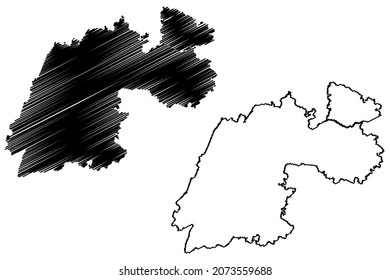 Tiruvannamalai District (Tamil Nadu State, Republic Of India) Map Vector Illustration, Scribble Sketch Central Arcot, Tiruvannamalai Sambhuvarayar Map