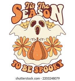 Tis the Season to be Spooky. Cute Retro Halloween Design, Retro Halloween Poster.