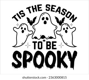 Esta es la temporada a ser espeluznante - diseño de camisetas de Halloween, frase con letras dibujadas a mano, diseño de camisetas caligráficas, aislado en fondo blanco.