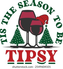 Tis the Season to Be Tipsy – Funny Christmas T-Shirt for Holiday Parties