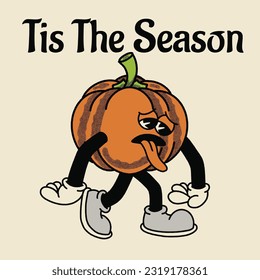Tis the Season With Pumpkin Groovy Character Design