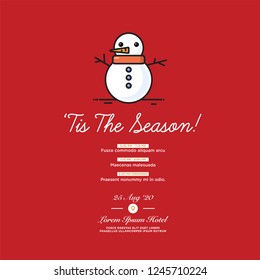 Tis The Season Snowman Christmas Party Invitation Design with Where and When Details