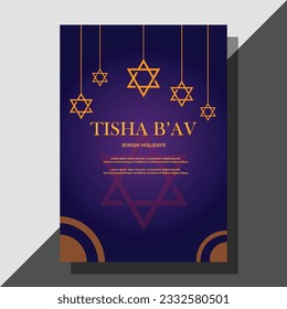 Tisha B'Av jewish holidays flyer design purple background