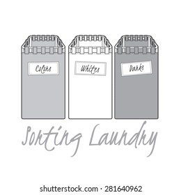 Tissue baskets for sorting laundry. Vector illustration on white background