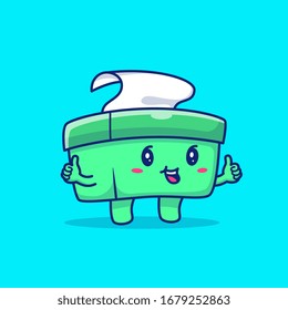 Tissue Box Cartoon Vector Icon Illustration. Healthy Mascot Character. Health And Medical Icon Concept White Isolated. Flat Cartoon Style Suitable for Web Landing Page, Banner, Flyer, Sticker, Card
