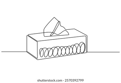 Tissue box continuous one line drawing