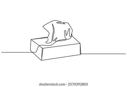 Tissue box continuous one line drawing