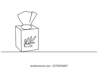 Tissue box continuous one line drawing