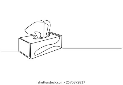 Tissue box continuous one line drawing