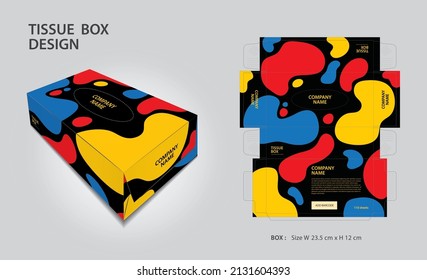 Tissue box Design colorful liquid background, Box Mock up, 3d box, Can be use place your text and logos and ready to go for print, Product design, Packaging vector illustration, liquid background