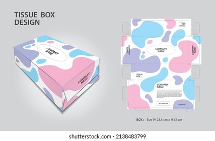 Tissue box Design colorful liquid background, Box Mock up, 3d box, Can be use place your text and logos and ready to go for print, Product design, Packaging vector illustration, liquid background