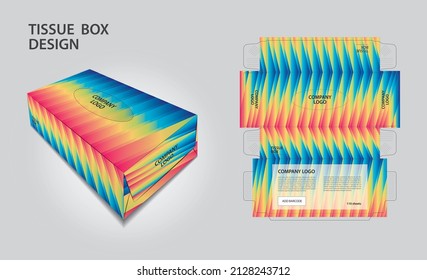 Tissue box Design Multicolorful polygon background, 3d box, Can be use place your text and logos and ready to go for print, Product design, Packaging template vector, Tissue box Mock up
