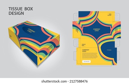 Tissue box Design retro concept, Box Mock up, 3d box, Can be use place your text and logos and ready to go for print, Product design, Packaging vector illustration, vintage style