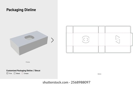 tissue Box Dieline, diecut template 