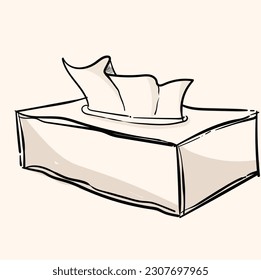 Tissue Box Doodle, a hand drawn vector doodle illustration of a tissue box.