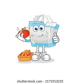 the tissue box eating an apple illustration. character vector