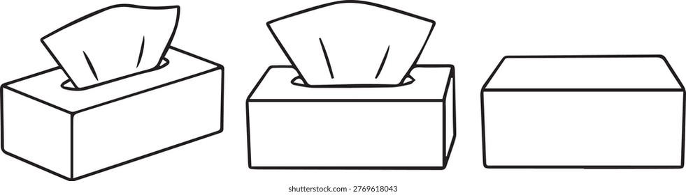 Tissue box, facial tissues, box, paper, hygiene, sketch, transparent.