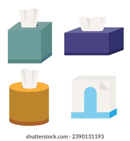 Tissue box flat illustration set