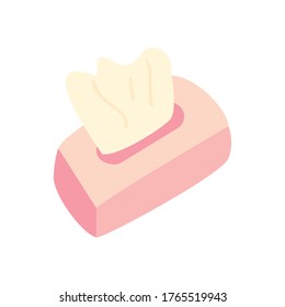 Tissue box flat style icon design, Hygiene wash health clean healthy bacteria bathroom protection and liquid theme Vector illustration