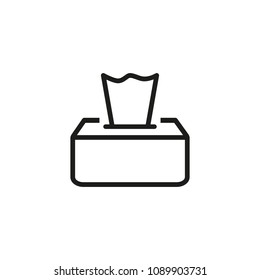 Tissue box. Flat thin line illustration. Runny nose, rhinitis, napkin. Flu and symptoms concept. For health, medicine, hygiene