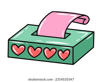Caja de tejidos con decoración cardíaca