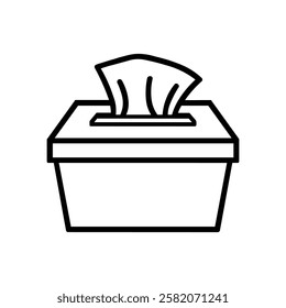 Tissue box icon. Black Tissue box outline vector illustration isolated on white background