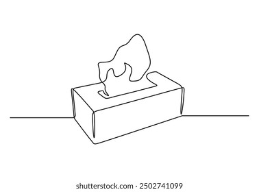 Tissue box icon. Continuous one line art tissue box vector illustration