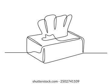 Tissue box icon. Continuous one line art tissue box vector illustration