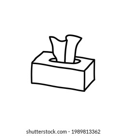 tissue box icon, doodle vector illustration.