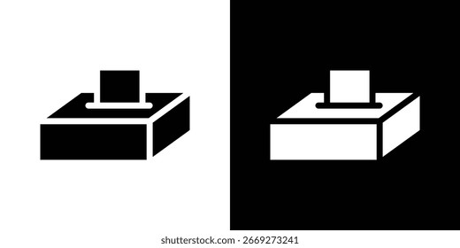 Icono de caja de tejido en conjunto de Vector sólido negro plano