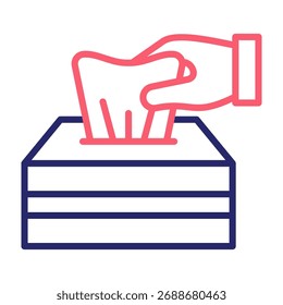 Ilustração do vetor de estilo de cor da linha do ícone da caixa de tecido