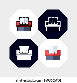 Tissue Box Icon Logo Vector Illustration. with four styles, outline, filled outline, flat and glyph. template for website and company