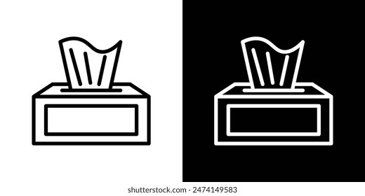 Tissue box icon set. Baby wipe pack vector symbol. Disposable facial napkin wet towel sign.