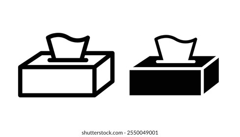 Tissue box Icon set in black filled and line.