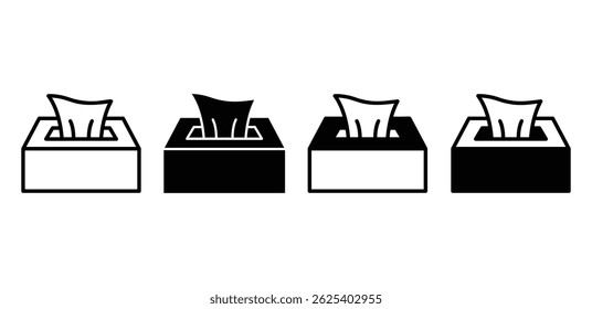 Tissue Box Icon Set Black and White Minimalist Vector Graphic Design 