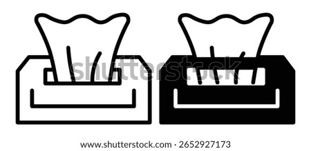 Tissue box icon set black and white. tissue box icon in black filled and stroke line style.
