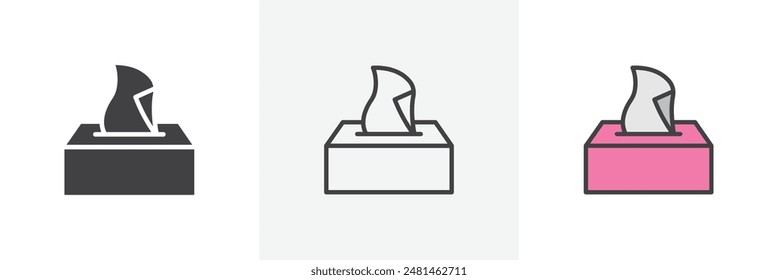 Tissue box icon symbol collection on white background.