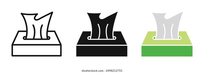 Tissue box iconicon vector collection in outlined and solid style