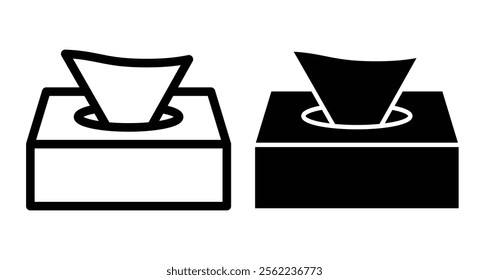 Tissue box Icons pack in outlined and flat versions