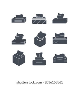 Einstellung der Symbol-Auswahlfelder. Tissue Box Pack-Vektorelemente für Infografik-Web