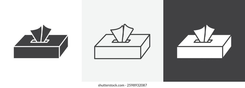 Tissue box icons in Thin line black color. flat simple vector symbols illustration.