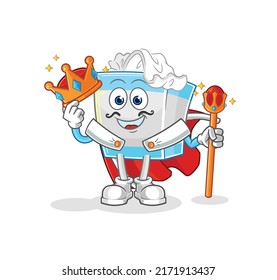 el vector king de caja de tejidos. personaje de caricatura