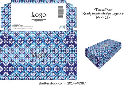 Tissue Box layout, beautiful pattern design, ready to print design just replace the logo and text and it's ready to published. Mockup is also giving for the web marketing- Vector 