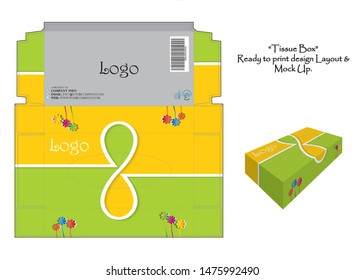 Tissue Box - Layout design with mock-up - Ready to Print - Vector 