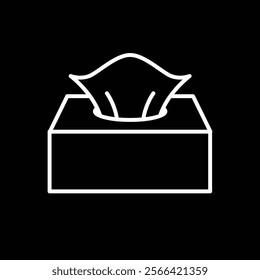 Tissue box line icon isolated on black background. Vector illustration.