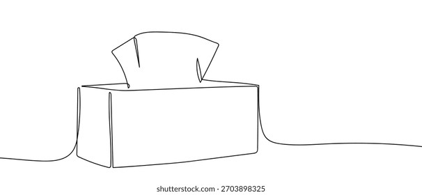 Tissue box in one continuous line simple linear style.