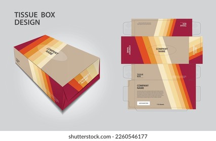 Tissue box packaging design on geometric background, box mockup, 3d box, Can be use place your text and logos and ready to go for print, Product design, Label design, Packaging design template vector