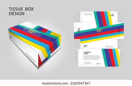 Tissue box packaging design on geometric background, box mockup, 3d box, Can be use place your text and logos and ready to go for print, Product design, Label design, Packaging design template vector